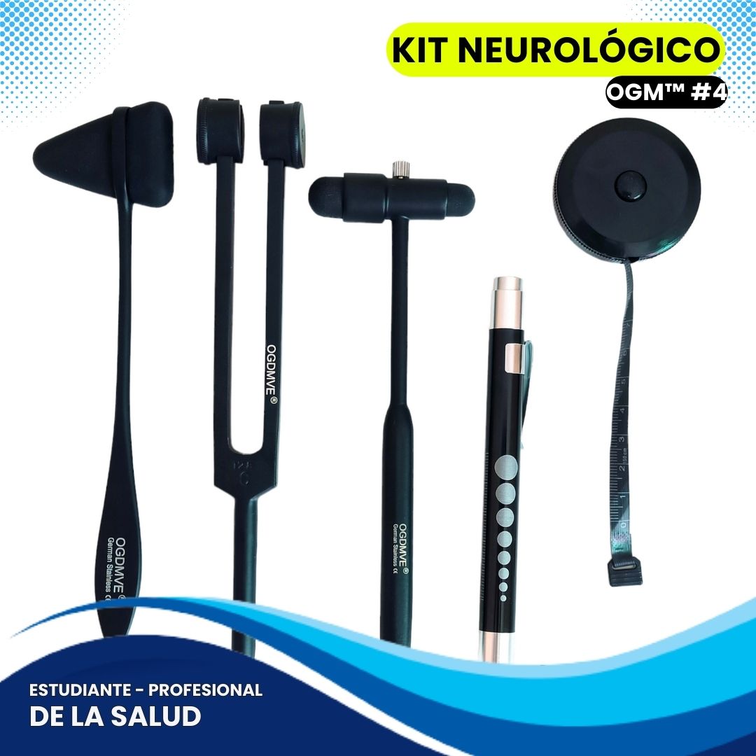 Kit Neurologico Profesional OGM #4 Martillo Reflejo Taylor + Neurologico Buck + Diapason + Linterna + Huincha o Torniquete