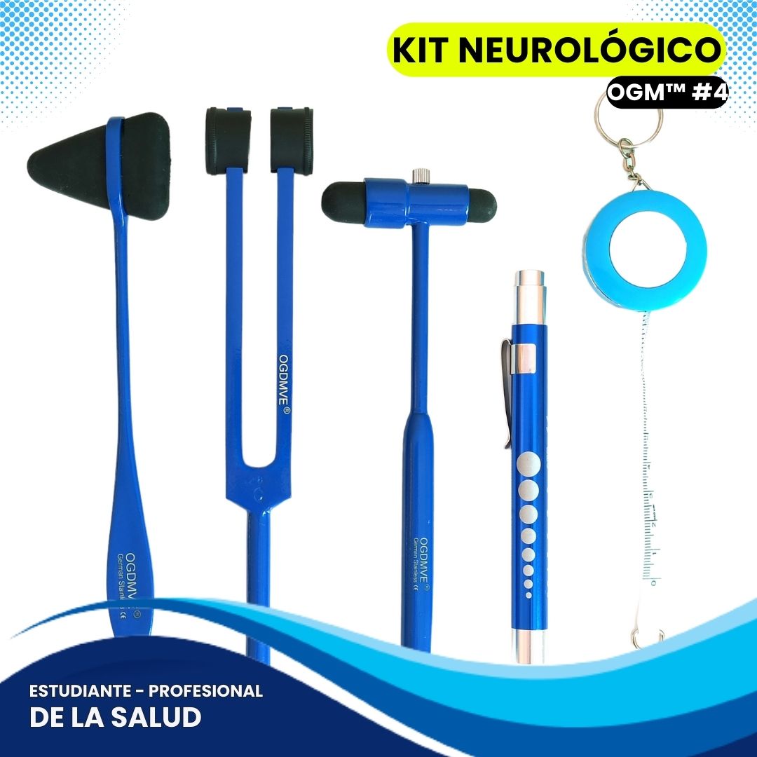 Kit Neurologico Profesional OGM #4 Martillo Reflejo Taylor + Neurologico Buck + Diapason + Linterna + Huincha o Torniquete