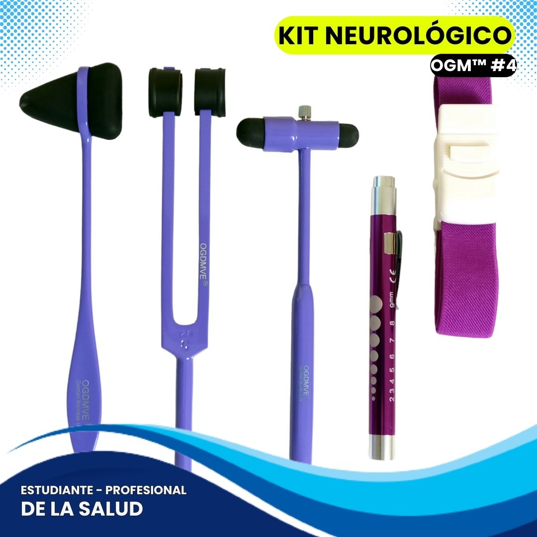 Kit Neurologico Profesional OGM #4 Martillo Reflejo Taylor + Neurologico Buck + Diapason + Linterna + Huincha o Torniquete