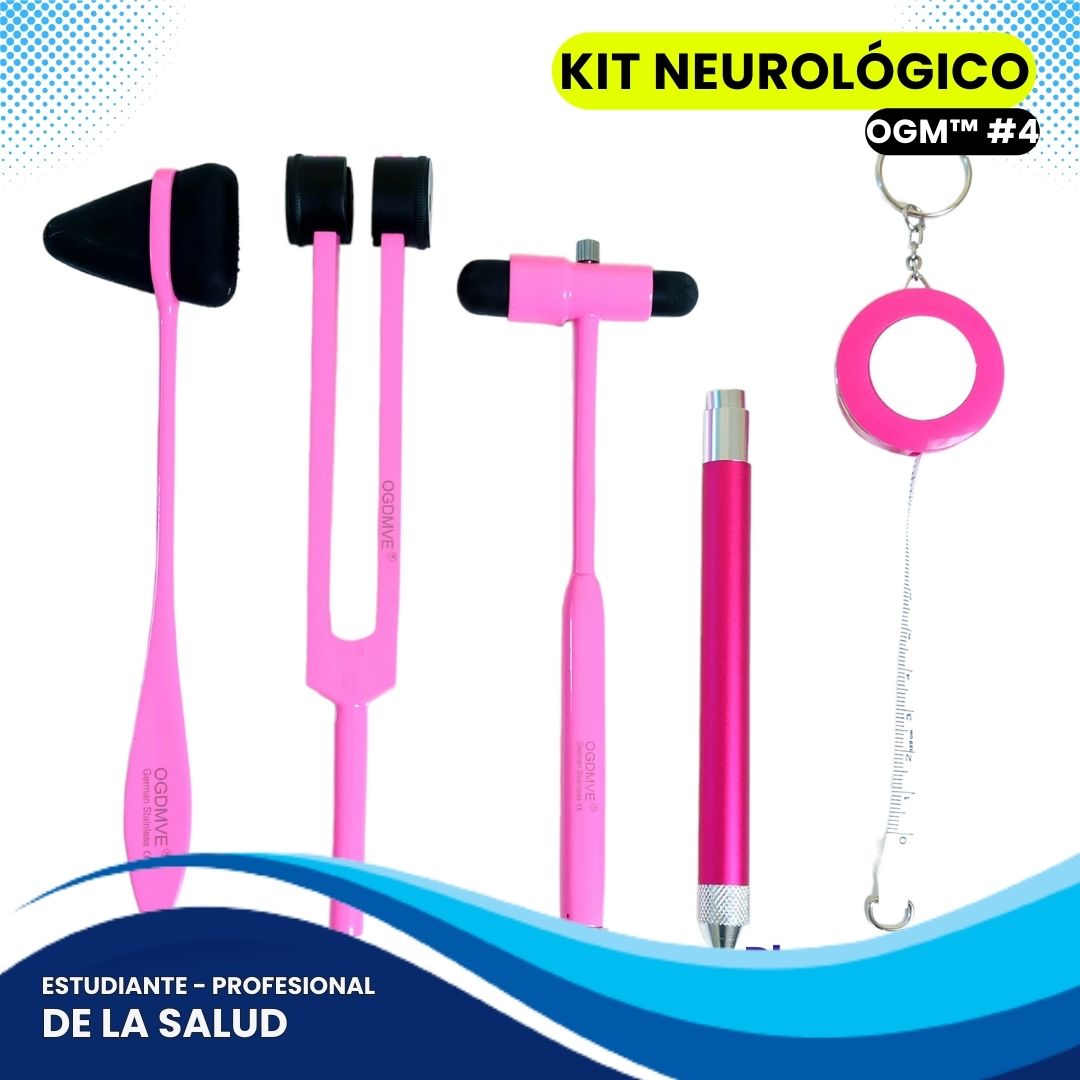 Kit Neurologico Profesional OGM #4 Martillo Reflejo Taylor + Neurologico Buck + Diapason + Linterna + Huincha o Torniquete