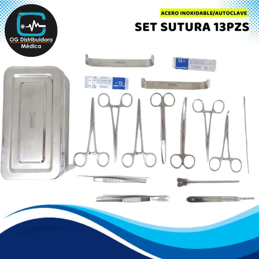 Set Sutura Cirugia 13pz Instrumental Quirurgico Acero Inoxidable Ogdmve