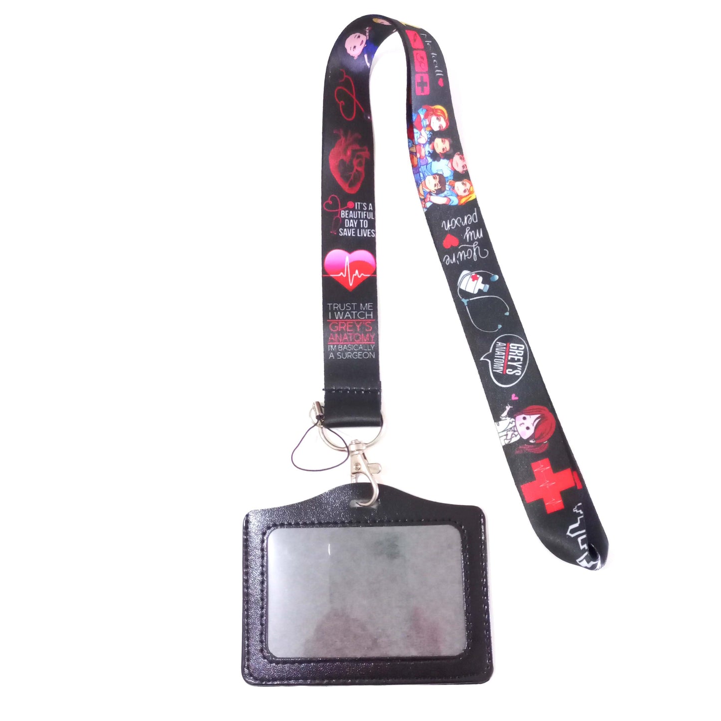 Lanyard + Tarjetero Ecocuero Horizontal Variado2 Medico Veterinario Tens Enfermera Ogdmve